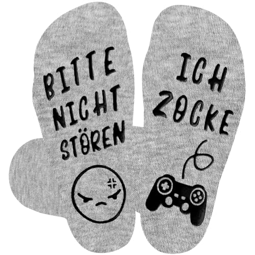 Socken mit Spruch Bitte Nicht Stören Ich Zocke, Lustige Gaming Socken Coole Weihnachten Geschenke für Gamer, Baumwolle Wintersocken Kleine Weihnachtsgeschenke für Männer Teenager Jungs zum Geburtstag von QZOSZ