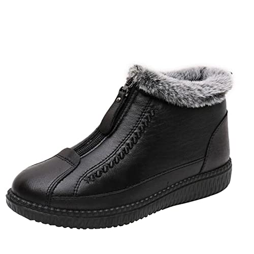 QZQZ Damen Stiefel Flache Gefüttert Boots Retro Winterschuhe Warme Ankle Winter Rutschfeste Thermostiefel Stiefel Winterstiefel Frauen Stiefeletten Chelsea Boots Winterboots Schuhe Schneestiefel von QZQZ