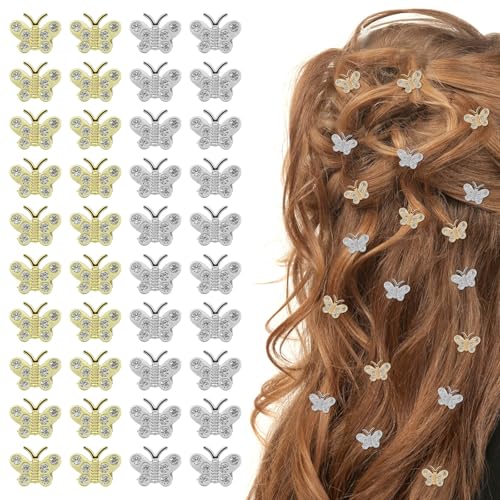 40 Stück Mini-Strass-Schmetterlings-Haarspangen, kleine Schmetterlings-Clips, Metall, dekorative Haarnadel für Hochzeiten, Abschlussbälle und Partys, Strass-Haarspangen für Frauen, niedliches 40 Stück Mini-Strass-Schmetterlings-Haarspangen, kleine Schmetterlings-Clips, Metall, dekorative Haarnadel für Hochzeiten, Abschlussbälle und Partys, Strass-Haarspangen für Frauen, niedliches von QZWEXAZ
