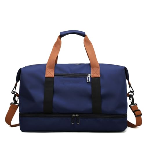 Reisetaschen FüR Damen Und Herren Mit Schuhfach,Nassfach,Reisetasche,Seesack,Sporttasche,Saunatasche,Flugzeug-HandgepäCktasche (Blau) von QZYGWCS