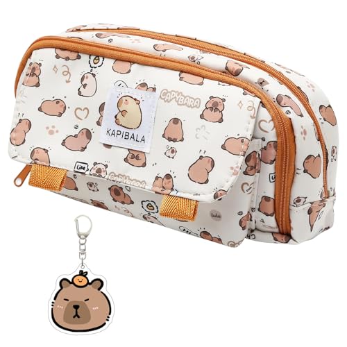 Qaestuan Federmäppchen Männer Große Kapazität mit 4 Fächer 205 * 100 * 55mm, Federtasche Mädchen mit Reißverschluss, Stylisches Schlamperetui Mädchen Geschenk, Schulsachen für Schule und Büro, Weiß von Qaestuan