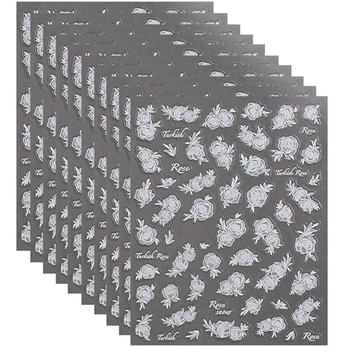 10 Blatt Florale Nagelkunst Aufkleber Blumen Nagelaufkleber Selbstklebende Maniküre Aufkleber Blumen Nagelaufkleber Für Frauen von Qaonsciug