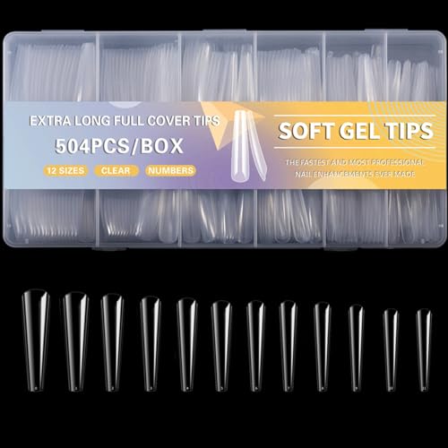 504x Extra Vollständig Abdeckende Spitzen Acryl Nagelspitzen Künstliche Nägel Weiche Gel Spitzen Klare Nagelspitzen Zum Aufdrücken Von Nägeln Für Frauen von Qaonsciug