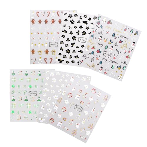 6 Blatt Weihnachts Nagelaufkleber Schneeflocken Nagelkunstaufkleber Schneemann Nagelaufkleber Nagelkunstdekorationen Für Frauen Und Mädchen von Qaonsciug