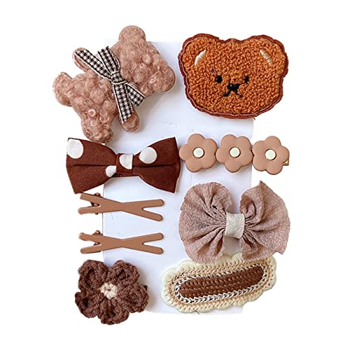 9-teiliges Mädchen-Haarspangen-Set, Kinder-Haarspange, Blumen-Haarspange, Bär-Haarspange für Mädchen, niedliche Haarspangen, Bär-Haarspange für Mädchen von Qaonsciug