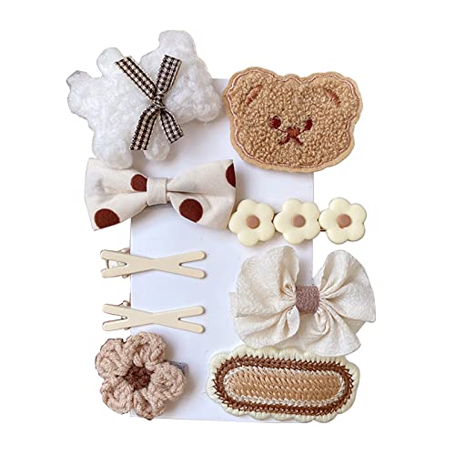 9-teiliges Mädchen-Haarspangen-Set, Kinder-Haarspange, Blumen-Haarspange, Bär-Haarspange für Mädchen, niedliche Haarspangen, Bär-Haarspange für Mädchen von Qaonsciug