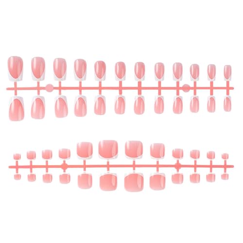 Auffällige Künstliche Nägel Mit Französischer Spitze 48-teiliges Nude Weiß Acrylnägel Set Vollständige Nagelspitzen Für Frauen Und Mädchen von Qaonsciug