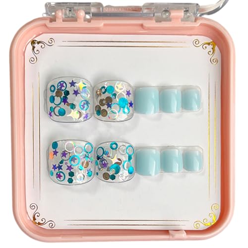 Französische Spitze Zum Aufdrücken Der Zehennägel Auffällige Kurze Quadratische Falsche Zehennägel Zehennägel Set Zum Aufdrücken Der Nägel Für Frauen Und Mädchen von Qaonsciug