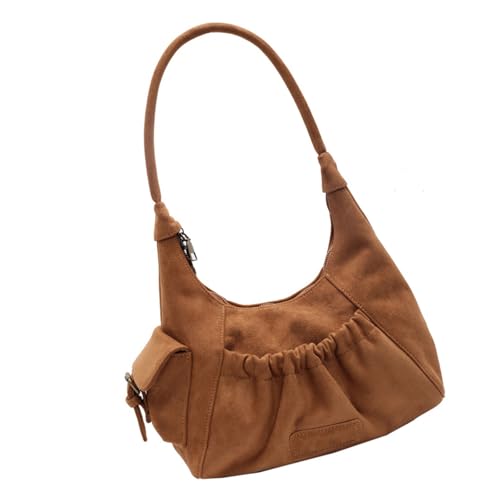 Frauen Reißverschlüsse Satchel Bag Top Tasche PU Leder Achselhöhle Tasche Plissee Schulter Tasche Handtasche Retro Unterarm Tasche von Qaonsciug