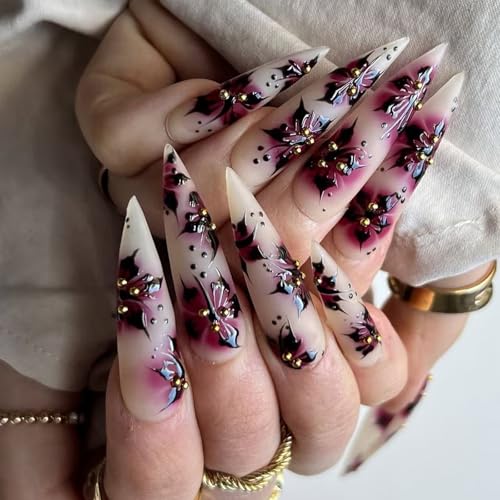 Leoparden Drücken Auf Nägel Gefälschte Nägel Stick Kleber Auf Nägeln Falsches Acrylkünstiger Falsch Für Damen Design Nagel von Qaonsciug