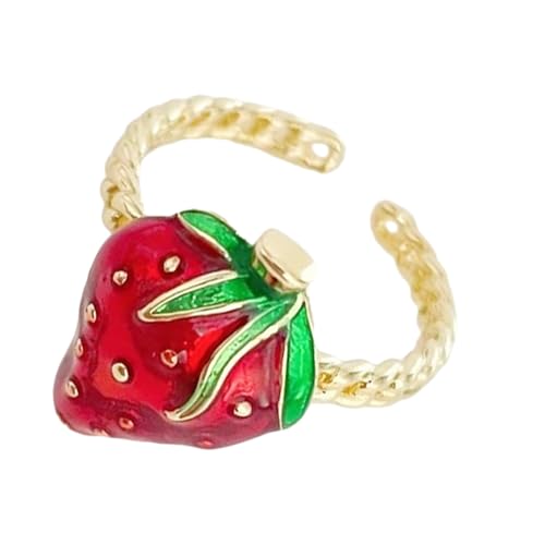 Qaonsciug Einzigartige Designs Erdbeer Themenringe Lebendige Farbe Zeit Verwenden Sie Robuste Legierung Die Für Partys Und Daten Für Modeschmuck Geeignet Sind von Qaonsciug