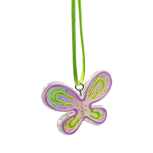 Qaonsciug Halskette mit buntem Schmetterlings-Anhänger, Halsband, Modeschmuck, Schlüsselbeinkette, Statement-Charm-Halskette, Acryl von Qaonsciug