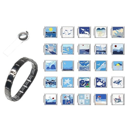 Qaonsciug Italienisch Charme Link Armband Schmuck Making Teilmodul Zugriffe Edelstahl Textur Armband Making Versorgung Austauschbar Modular Für Frauen Männer von Qaonsciug