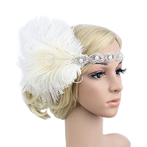 Qaonsciug Kopfbedeckung Flapper Stirnband Maskerade Kopfschmuck Gatsbys Kopfbedeckung Kopfschmuck Frau Karneval von Qaonsciug