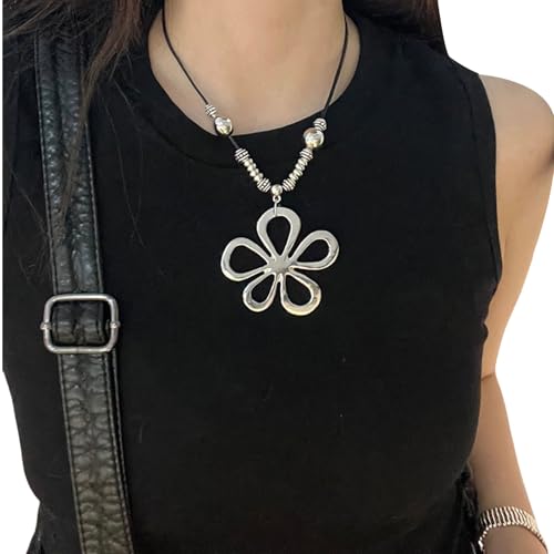 Qaonsciug RETRO GEOMETRISCHE BLUMSKLEIDE Kette Mit Seilfrauen Mode Für Partys Und Arbeitsvarioous Anlass Legierungsanhänger von Qaonsciug
