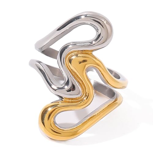 Qaonsciug Stilvolle Herzausschnittringe Mit Unregelmäßigen Linien Statement Ringen Edelstahltextur Geeignet Für Den Täglichen Verschleiß Qaonsciug Stilvolle Herzausschnittringe Mit Unregelmäßigen Linien Statement Ringen Edelstahltextur Geeignet Für Den Täglichen Verschleiß von Qaonsciug
