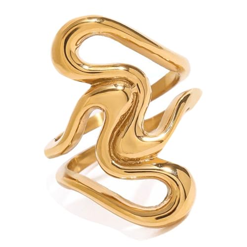 Qaonsciug Stilvolle Herzausschnittringe Mit Unregelmäßigen Linien Statement Ringen Edelstahltextur Geeignet Für Den Täglichen Verschleiß Qaonsciug Stilvolle Herzausschnittringe Mit Unregelmäßigen Linien Statement Ringen Edelstahltextur Geeignet Für Den Täglichen Verschleiß von Qaonsciug