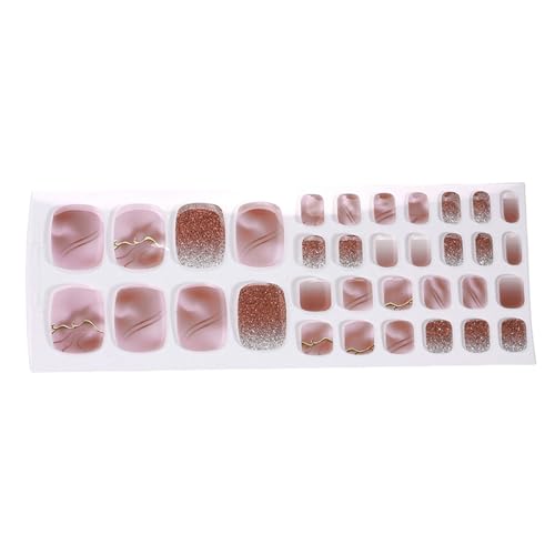 Stilvolle Gel Zehennägel Flicken Einfache Anwendung Dauerhafte Gold Glitzer Effekt Pediküre Aufkleber Für Frauen Nagelaufkleber von Qaonsciug