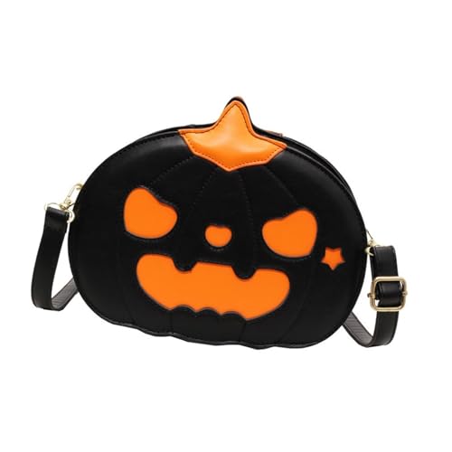 Umhängetasche Mit Halloween Motiv Lustige Kürbisform Für Damen Neuheit Teufel Schultertasche Aus PU Leder Mit Verstellbarem Riemen von Qaonsciug