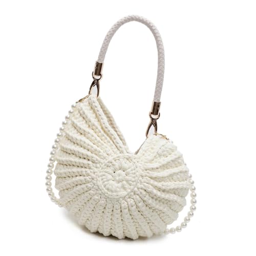 Women Beach Bag Fashion Crossbody Bag Trendy Schulter Muschel Conch Handtasche Handtasche Handgewebt von Qaonsciug