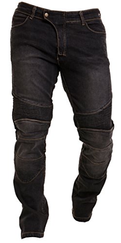 Qaswa Herren Motorradhose Jeans Motorrad Hose Motorradrüstung Schutzauskleidung Motorcycle Biker Pants 40W / 32L Black von Qaswa