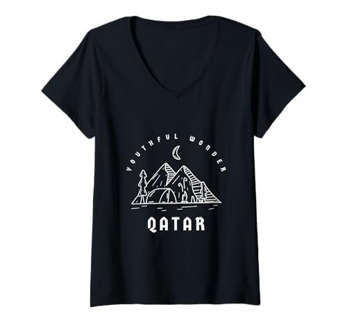 Damen Jugend wandern Katar Urlaub Reisen T-Shirt mit V-Ausschnitt Damen Jugend wandern Katar Urlaub Reisen T-Shirt mit V-Ausschnitt von Qatar Outdoor Traveling Designs