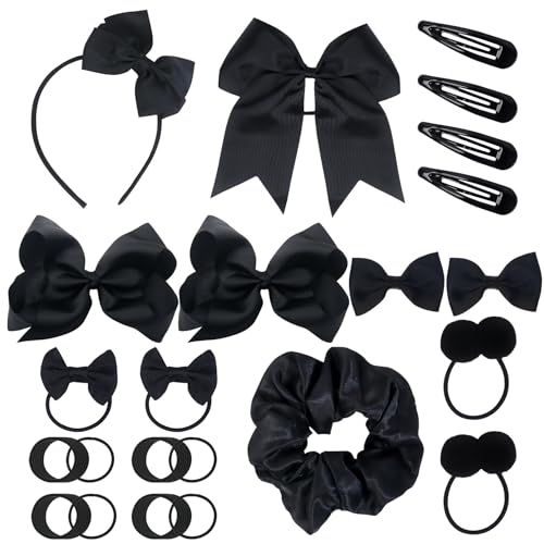 45 Stück Haarschleife Haarschmuck Set,Groß Schleife Haarrei Schwarz Haarspangen Mädchen Haargummi Schleife,Mädchen Schule Haarschmuck für Baby Kinder Damen Hochzeit Party Geburtstag Geschenk von Qaziuy
