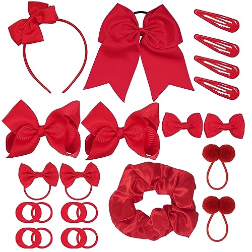 45 Stück Mädchen Haarschmuck Set, Rote Haarschleife Schleife Haargummis Haarnadel Schleife Gummiband,Kinder Haarschmuck für Mädchen Teens Kleinkinder Halloween Weihnachten Kindertag Partygeschenke von Qaziuy