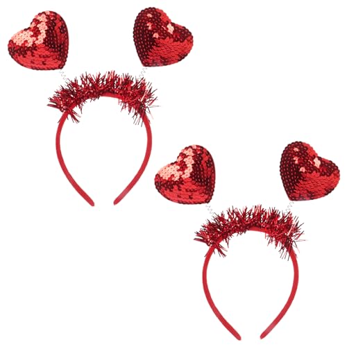 Glitter Rotes Herz Haarreifen Valentinstag,3D Herz Stirnband Rot Pailletten Herz Haarreif Mädchen Stirnband mit Roten Herz für Urlaub Hochzeit und Party von Qaziuy