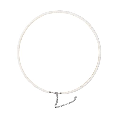 Qaziuy Weiße Muschel Halskette,Surfer Halskette Herren Kurze Muschel Perle Halsketten Hawaiian Surfer Halskette Sommer Strand Schmuck für Männer Frauen von Qaziuy