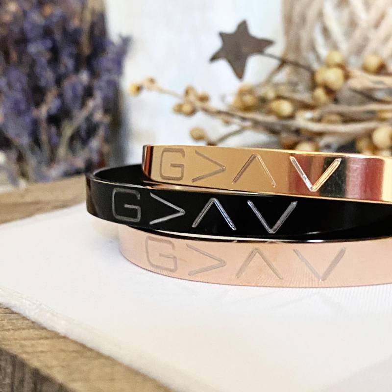 Gott Ist Größer Als Die Höhen Und Tiefen Manschette Armband, Religiöser Schmuck Konfirmation Geschenk, Christlicher Für Männer Frauen von QberryCreations