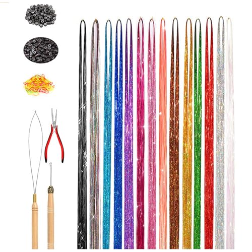 14/16/20/22/30 Clours Haarlastel Kits Mit Werkzeug Lastmittelhaarverlängerungen Funkelnde Haarzubehör Einfach Zu Bedienen Für Frauen von Qcbuegof