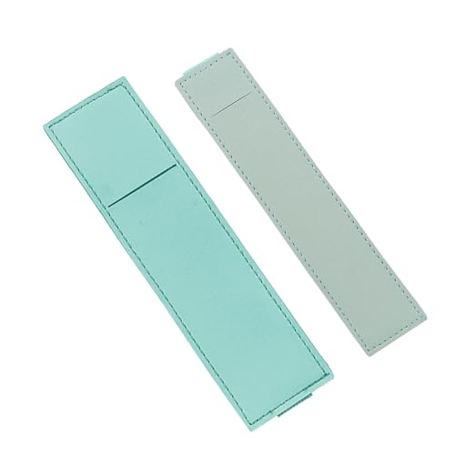 2 Stück Leder Stifteetui mit verstellbarem Gummiband für Notizbücher, Notizbücher, Terminplaner, elastisches Stiftband für Notebook, hellblau von Qcbuegof