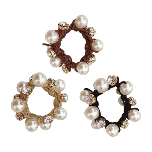 3 Stück Perlen Imitation Haarschmuck Frauen Elastische Haarbänder mit Perlen Design für Büro Party Hochzeit Event Imitation Perlen Leg von Qcbuegof
