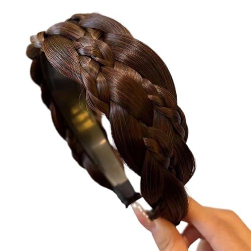 7 Stränge, geflochtenes Kunstfaser-Stirnband, natürlich aussehend, gedrehtes Zopf-Haarband für Damen, sicherer, bequemer Tragekomfort, Faser-Haarband von Qcbuegof