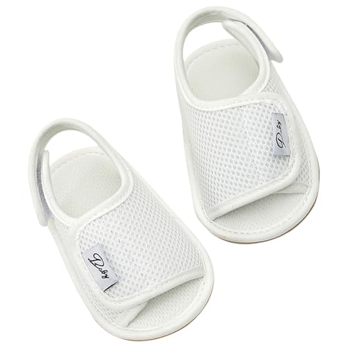 Atmungsaktive Kindersandalen Merkmal belüftet Mesh Stoff weicher Boden Boden Schuh erste Walking Mesh Säuglingsandalen, Weiß, C von Qcbuegof
