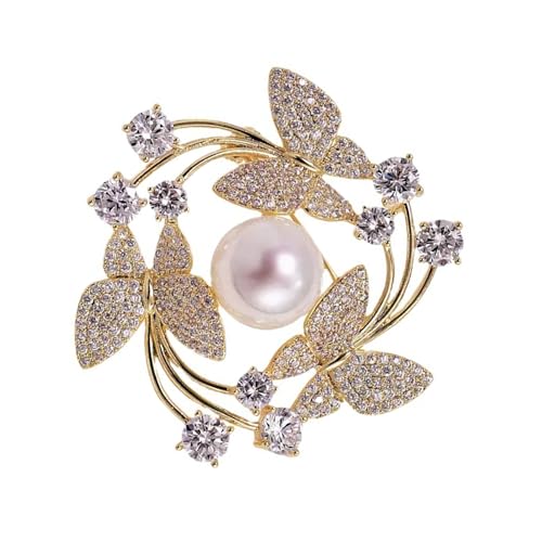 Delicate Butterfly Blumen Schmucklegierung Basis Mit Perlen Sichern SCECING FORMENT Women Accessoires Party Täglich Verwendung Eleganter Schmetterling Brosche von Qcbuegof