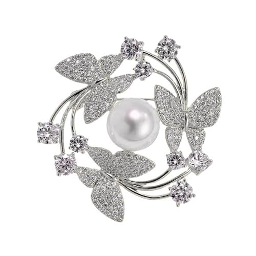 Delicate Butterfly Blumen Schmucklegierung Basis Mit Perlen Sichern SCECING FORMENT Women Accessoires Party Täglich Verwendung Eleganter Schmetterling Brosche von Qcbuegof