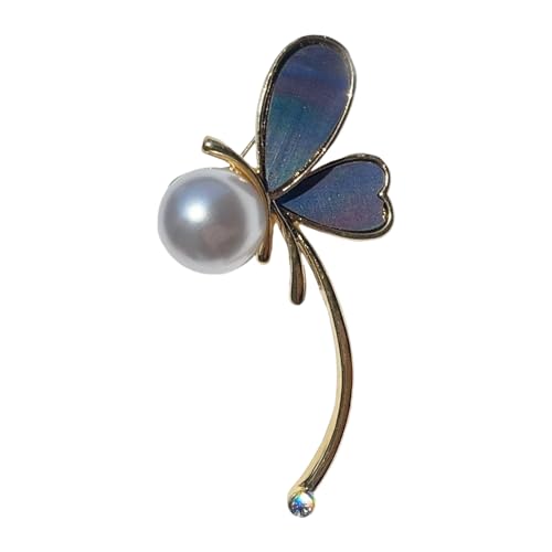 Elegante Brosche in Schmetterlingsform mit Perlen Tropfenmuster in Wassertropfen Legierung Materialien für Frauen Mode-Accessoire Brosche, Einheitsgröße, wie beschrieben von Qcbuegof