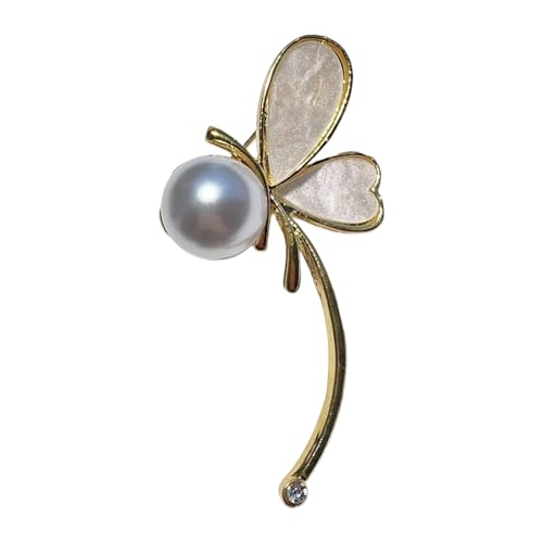 Elegante Brosche in Schmetterlingsform mit Perlen Tropfenmuster in Wassertropfen Legierung Materialien für Frauen Mode-Accessoire Brosche, Einheitsgröße, wie beschrieben von Qcbuegof
