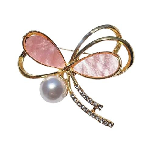 Elegante Brosche in Schmetterlingsform mit Perlen Tropfenmuster in Wassertropfen Legierung Materialien für Frauen Mode-Accessoire Brosche, Einheitsgröße, wie beschrieben von Qcbuegof