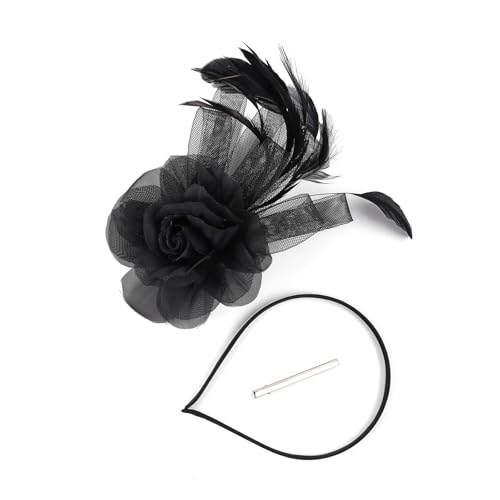 Elegante Feder-Fascinator-Kopfbedeckung für Erwachsene weiche Kopfbedeckung ideal für Vintage-Mottoparty Mode Styling Elastisch Feder Haarband von Qcbuegof