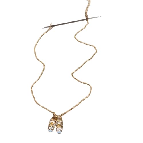 Elegante Halskette mit Anhänger in Form einer Miniatur-Tänzerin mit Zirkonia-Steinen, eleganter Partyschmuck, Statement-Schmuck, Ballettschuh von Qcbuegof