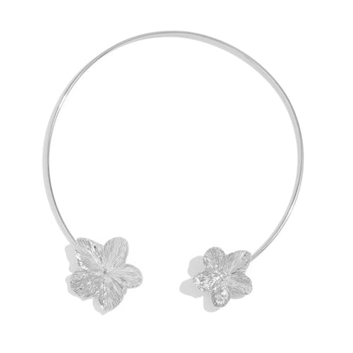 Elegante Halskette mit geometrischem Blumen-Akzent Frühling Strand Blumenschmuck Manschette Halskette für Frauen verstellbar, Einheitsgröße, wie beschrieben, wie beschrieben von Qcbuegof