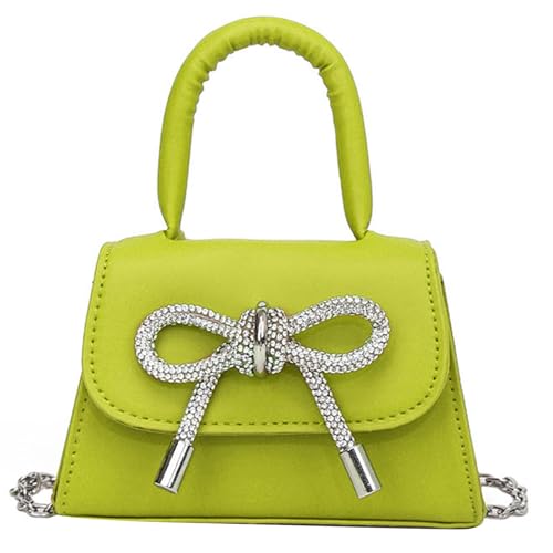 Elegante Handtasche im französischen Stil, mit Schleife, einfarbig, PU-Leder, Schultertasche, Umhängetasche, Umhängetasche für Damen mit Schleife, grün, One Size Elegante Handtasche im französischen Stil, mit Schleife, einfarbig, PU-Leder, Schultertasche, Umhängetasche, Umhängetasche für Damen mit Schleife, grün, One Size von Qcbuegof