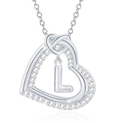 Elegante Herzkette mit Initialen und strahlenden Zirkoniasteinen für moderne Frauen und besondere Anlässe für den täglichen Gebrauch Modeschmuck Damen L wie beschrieben wie beschrieben von Qcbuegof