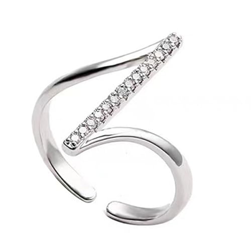 Elegante gewellte Ringe mit geometrischen Zirkoniasteinen Kirsite vergoldet oder versilbert Hochzeitsringe Damenmode robust Gold oder Silber geometrische Accessoires, wie beschrieben, wie beschrieben von Qcbuegof