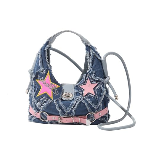 Fünfzackige Stern Umhängetasche für Frauen Denims Umhängetasche Mode Tasche Ästhetische Messenger Elegante Fünfzackige Zeitung Star Crossbody für Frauen Denims Daily Simple von Qcbuegof