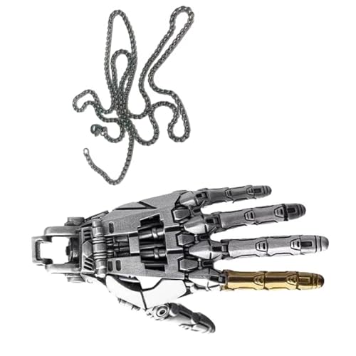 Futuristische Mechanische Hand Kupfer Halskette Movable Finger Joints Robot Hand Charm Schmuck Handwerk Herren Damen Mechanische Hand Halskette, Einheitsgröße, wie beschrieben, wie beschrieben von Qcbuegof