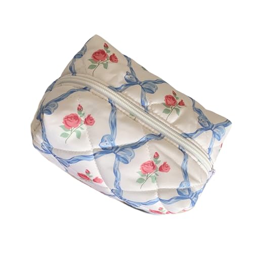 Gesteppte Kosmetikbeutel Große Kapazität Make Up Beutel Bögen Toilettenbeutel Blumen Make Up Beutel Waschbeutel Für Frauen Und Mädchen Bögen Make Up Tasche Große Kapazitätstation Kosmetikbeutel von Qcbuegof